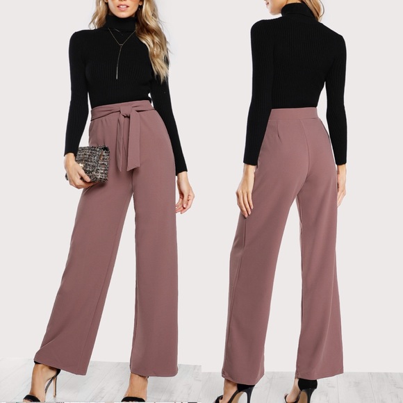 high waisted dress pants with tie